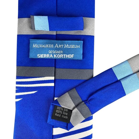 Milwaukee Art Museum Blue Calatrava Brise Soleil Silk Tie by Sierra Korthof - Picture 3 of 8